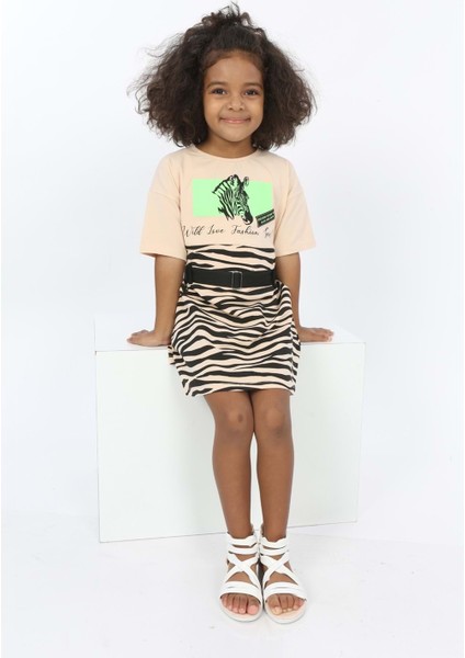 Toontoy Kız Çocuk Zebra Baskılı Elbise