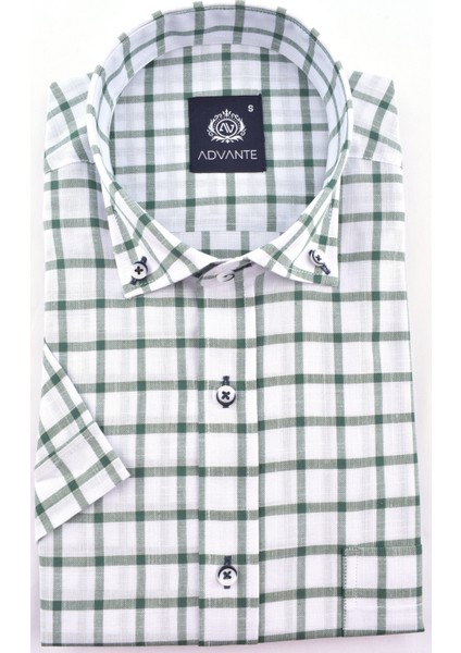 2022- Kısa Kol Adv Ekose Regular Gömlek /yeşil/l