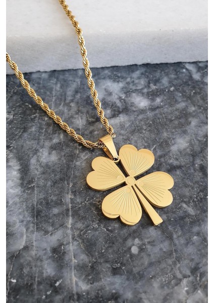 Gold Yonca 60 cm Çelik Burgu Kolye fiyatları