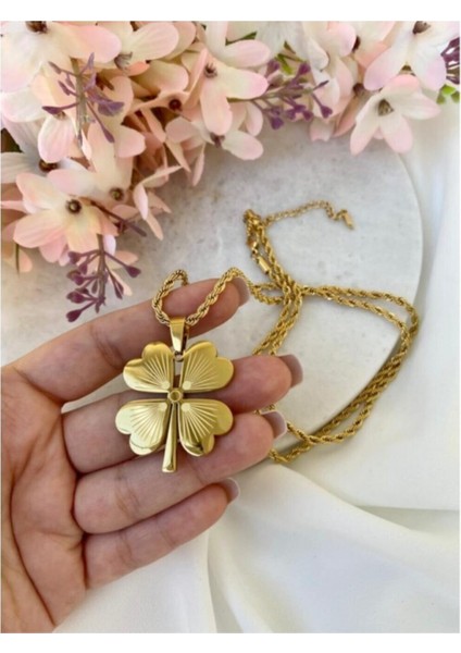 Gold Yonca 60 cm Çelik Burgu Kolye fırsatları