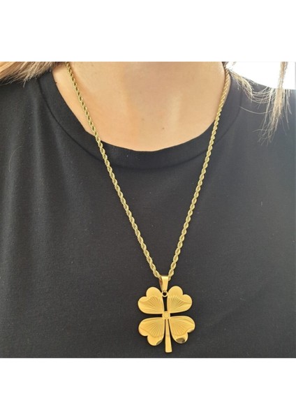 Gold Yonca 60 cm Çelik Burgu Kolye indirimleri