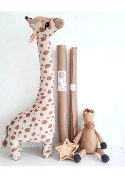 Giraffe Zürafa Dekoratif Yastık Uyku ve Oyun Arkadaşı Peluş Hayvanlar 1 Metre 100 cm x 34 cm Bej