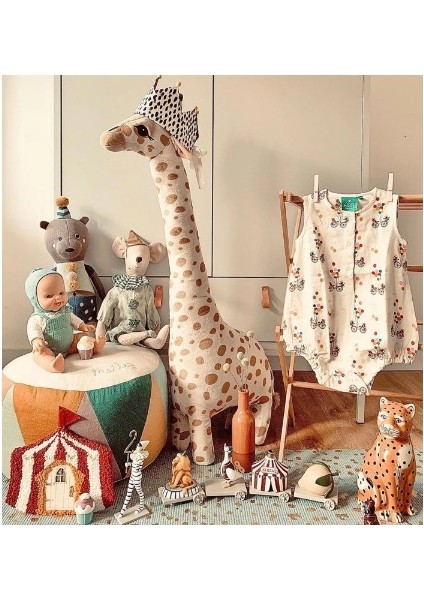 Giraffe Zürafa Dekoratif Yastık Uyku ve Oyun Arkadaşı Peluş Hayvanlar 1 Metre 100 cm x 34 cm Bej