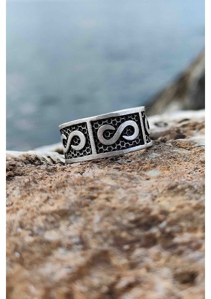 Forever Sonsuzluk Model Gümüş Kaplama Ayarlanabilir Unisex Yüzük