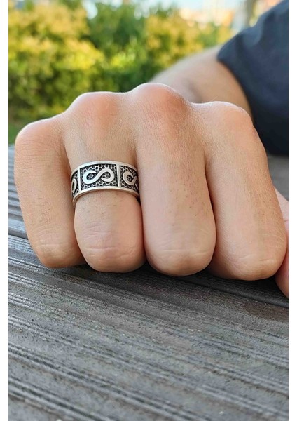 Forever Sonsuzluk Model Gümüş Kaplama Ayarlanabilir Unisex Yüzük