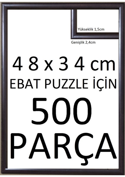 Plus Balıksırtı Yapboz  Puzzle Çerçevesi Kahverengi 500