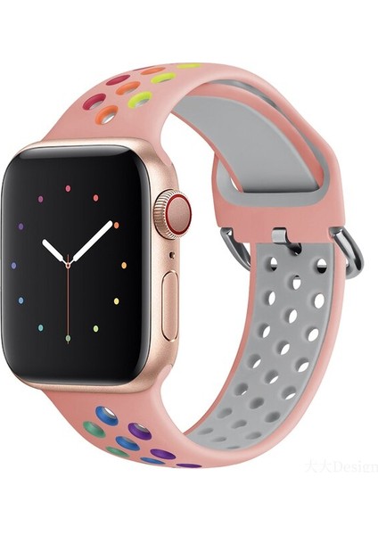 Cool Cold Apple Watch 7-6-Se-5-4-3-2 Seri (38/40/41) mm Uyumlu Ipeksi Yumuşak Spor Delikli Silikon Kordon