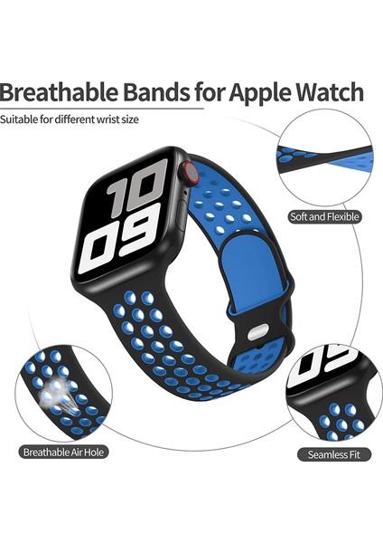 Cool Cold Apple Watch 7-6-Se-5-4-3-2 Seri (38/40/41) mm Uyumlu Ipeksi Yumuşak Spor Delikli Silikon Kordon modelleri