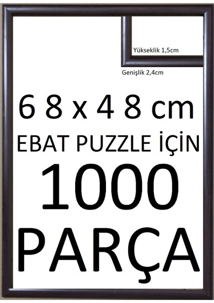 Plus Balıksırtı Yapboz  Puzzle Çerçevesi Kahverengi 1000