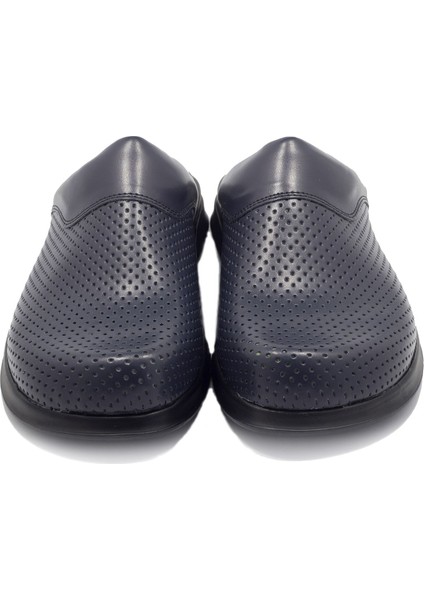 Erkek Hakiki Deri Lacivert Sabo Terlik