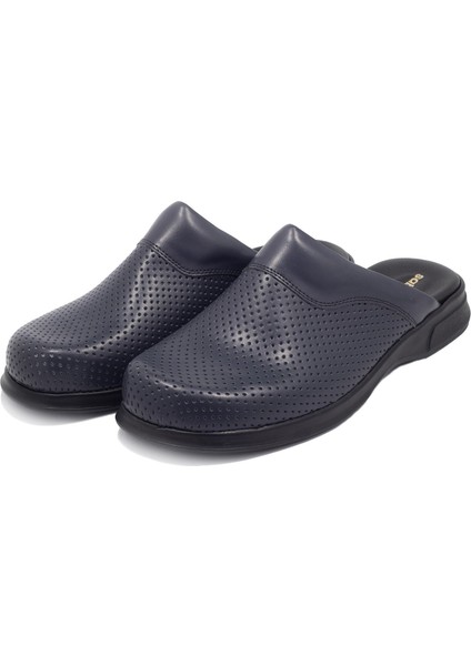 Erkek Hakiki Deri Lacivert Sabo Terlik indirimleri