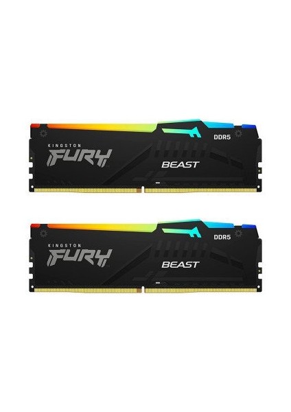 Kıngston Fury Beast Rgb 16Gb 5200Mt/S Ddr5 Cl40 Dımm (Kıt Of 2) Bellek Kf552C40Bbak2-16