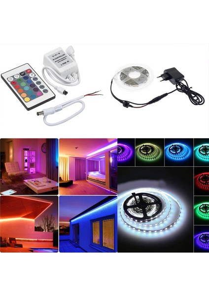 Mutfak Dolabı Için Rgb 1 Metre Adaptör & 24 Tuşlu Kumanda Şerit LED Hazır Set