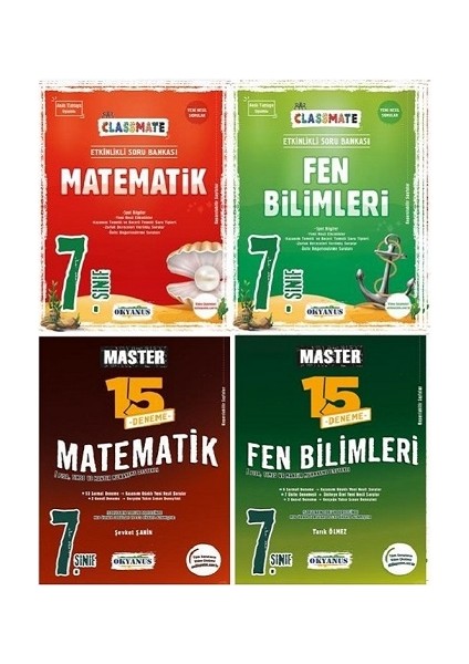 7. Sınıf Classmate Matematik+Fen Bilimleri Soru Bankası+7. Sınıf Master 15MATEMATIK+FEN Bilimleri Denemesi