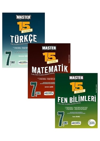 7. Sınıf Master 15 Matematik+Fen Bilimleri+Türkçe Denemesi