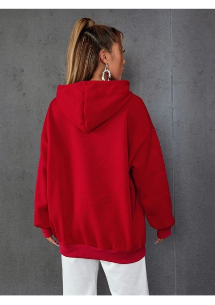 Kadın Kırmızı Calıfornıa Basklı Sweatshirt fiyatları