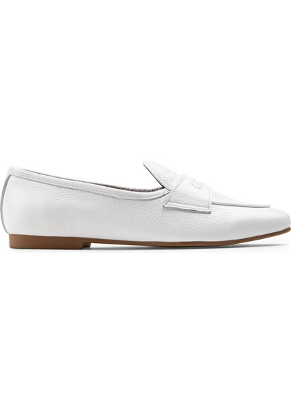 Hakiki Deri Beyaz Kadın Babet