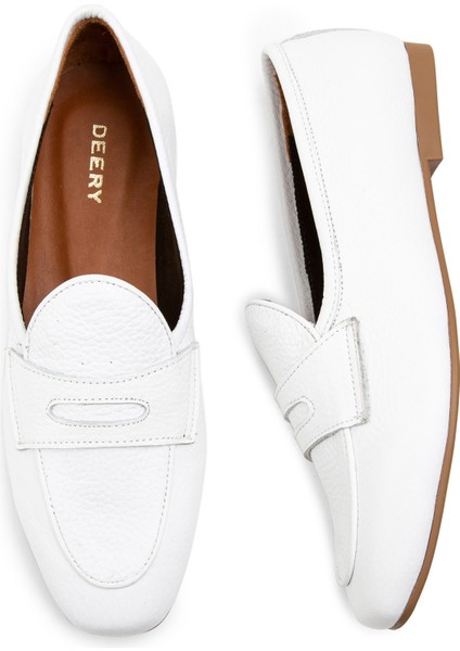 Hakiki Deri Beyaz Kadın Babet fırsatları