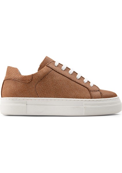 Hakiki Deri Taba Rengi Işlentili Sneaker Kadın Ayakkabı