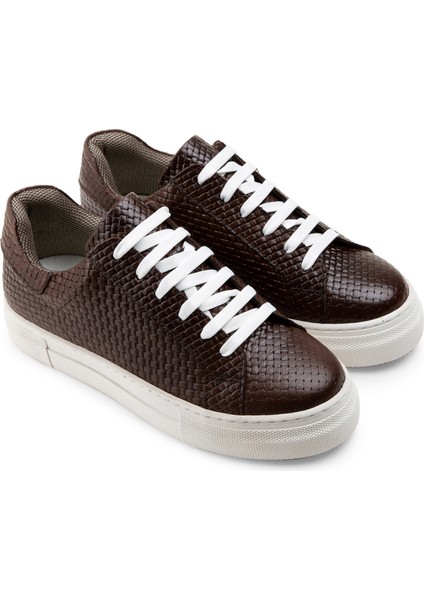 Hakiki Deri Kahverengi Örgü Desen Sneaker Kadın Ayakkabı fiyatları