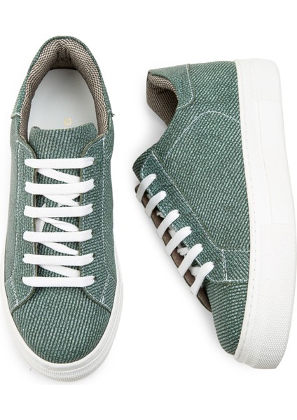 Hakiki Deri Yeşil Işlentili Sneaker Kadın Ayakkabı fırsatları