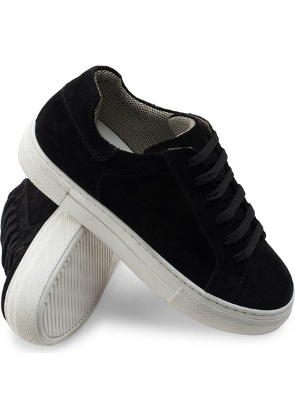 Hakiki Süet Siyah Sneaker Kadın Ayakkabı modelleri