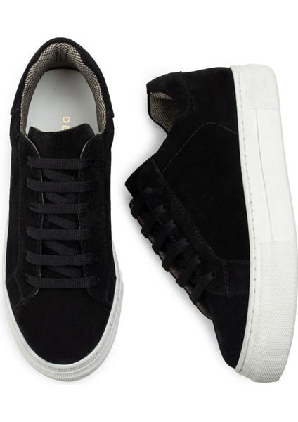 Hakiki Süet Siyah Sneaker Kadın Ayakkabı fırsatları