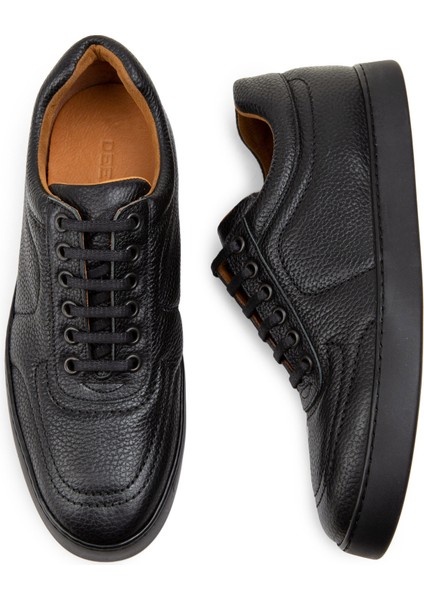 Hakiki Deri Siyah Sneaker Erkek Ayakkabı fırsatları