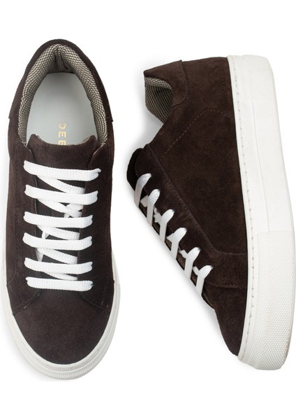 Hakiki Süet Kahverengi Sneaker Kadın Ayakkabı