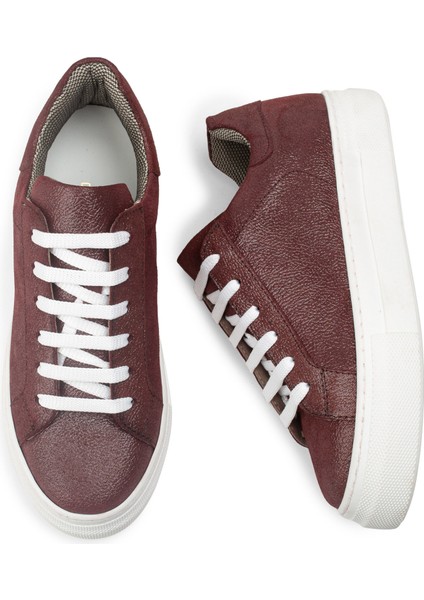 Hakiki Nubuk Bordo Sneaker Kadın Ayakkabı fırsatları