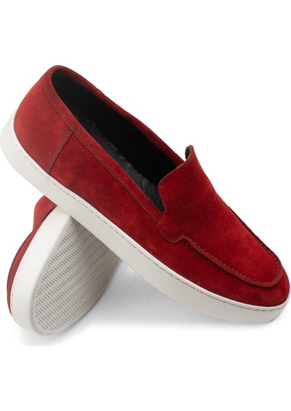 Hakiki Süet Kırmızı Loafer Erkek Ayakkabı modelleri