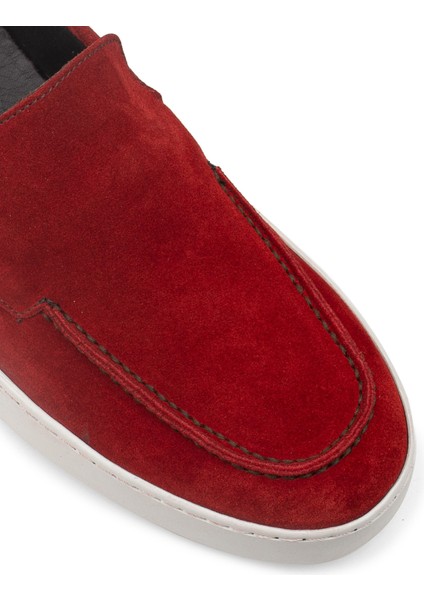 Hakiki Süet Kırmızı Loafer Erkek Ayakkabı indirimleri