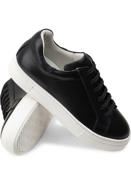 Hakiki Deri Siyah Sneaker Kadın Ayakkabı modelleri