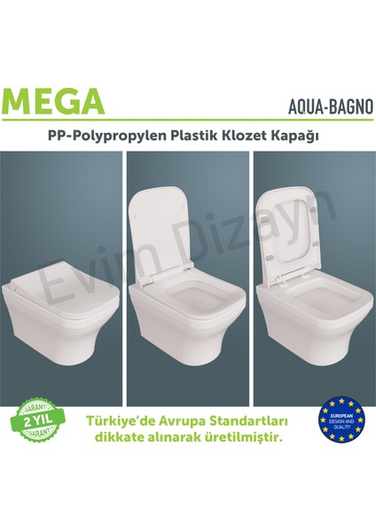 Aqua Bagno Mega  Yavaş Kapanan Klozet Kapağı