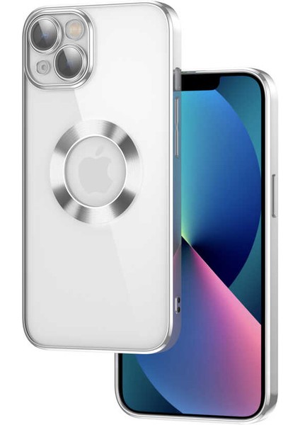 Apple iPhone 13 Kılıf Kamera Korumalı Logo Gösteren Omega Kapak + Kablo Koruyucu