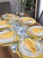Amerikan Servis Limon Çiçek Desen Takım 6 Supla, 6 Kumaş Peçete ve Runner Örtü Kombin 3 2