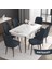 Concept Roy Serisi, 80 x 132 cm Açılabilir Mdf Masa Takımı, Beyaz Masa Ceviz Ayak 6 Sandalye 1