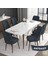 Concept Roy Serisi, 80 x 132 cm Açılabilir Mdf Masa Takımı, Beyaz Masa Ceviz Ayak 6 Sandalye 2