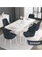 Concept Roy Serisi,80 x 132 cm Açılabilir Mdf Masa,beyaz Mermer Desen Mutfak Masa Takımı, 6 Sandalye 2