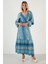 Desenli Rahat Kalıp Kruvaze Yaka Elbise Bayan Elbise 6058062 3