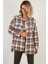 Pamuklu Ekoseli Oversize Cepli Kışlık Uzun Gömlek Bayan Gömlek 6230182 3