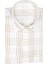 Erkek Beyaz-Taba Kareli Desen Uzun Kol Düğmeli Yaka Klasik Kesim Gömlek 3