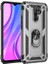 Xiaomi Redmi 9 Kılıf Yüzüklü Standlı Tank Çift Katmanlı Vega Gri 1