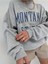 Kadın Gri Montana Baskılı 3iplik Oversize Sweatshirt 1