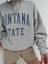 Kadın Gri Montana Baskılı 3iplik Oversize Sweatshirt 3