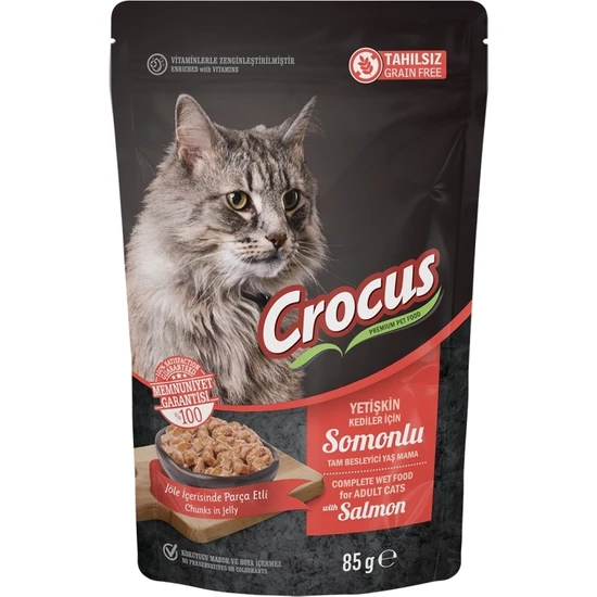 Crocus Tahılsız Kedi Somonlu Pouch Jöleli Yaş Mama 85 G