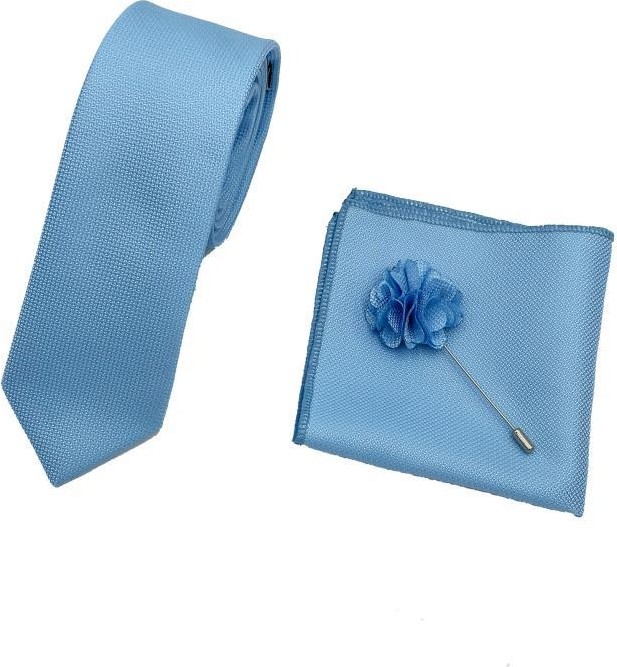 Brianze Bebe Mavisi Kravat Mendil Yaka Çiçeği Set %100 Microfiber Şık Tasarım görsel 3