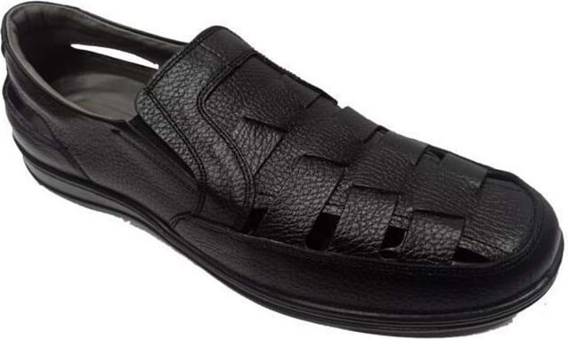 Moda Ayakkabı 0454 Siyah Deri Erkek Sandalet görsel 2