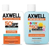 Axwell 2'Li Fırsat Yetişkin Ve Çocuk Güneş Kremi Seti Spf50+,Leke Karşıtı, Vitamin E
