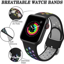 Gregoss Apple Watch 7-6-Se-5-4-3-2 Seri (42/44/45) mm Uyumlu Yumuşak Çelik Tokalı Delikli Silikon Kordon